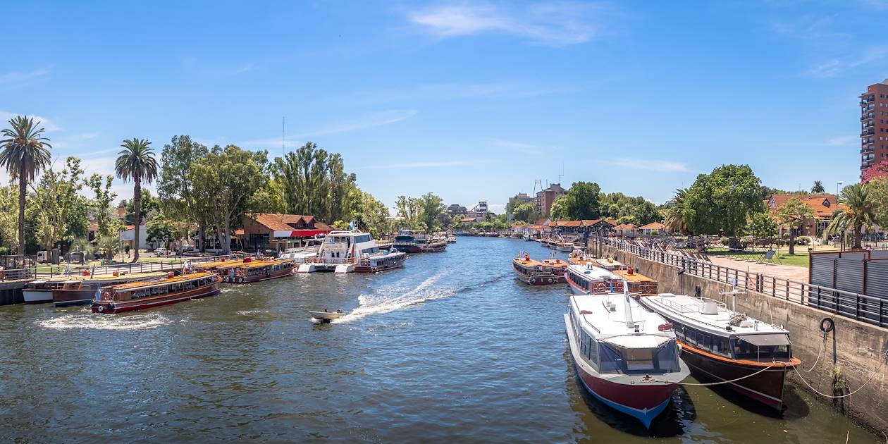The river and wooden launches at the Tigre Delta, near Buenos Aires