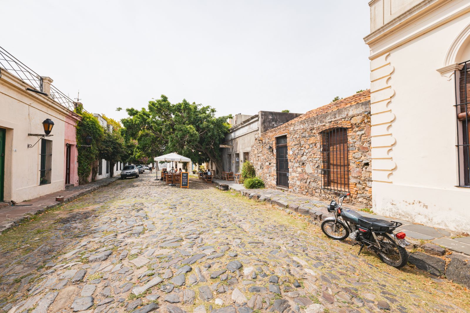 A cobblestone street in the historic quarter of Colonia del Sacramento, Uruguay