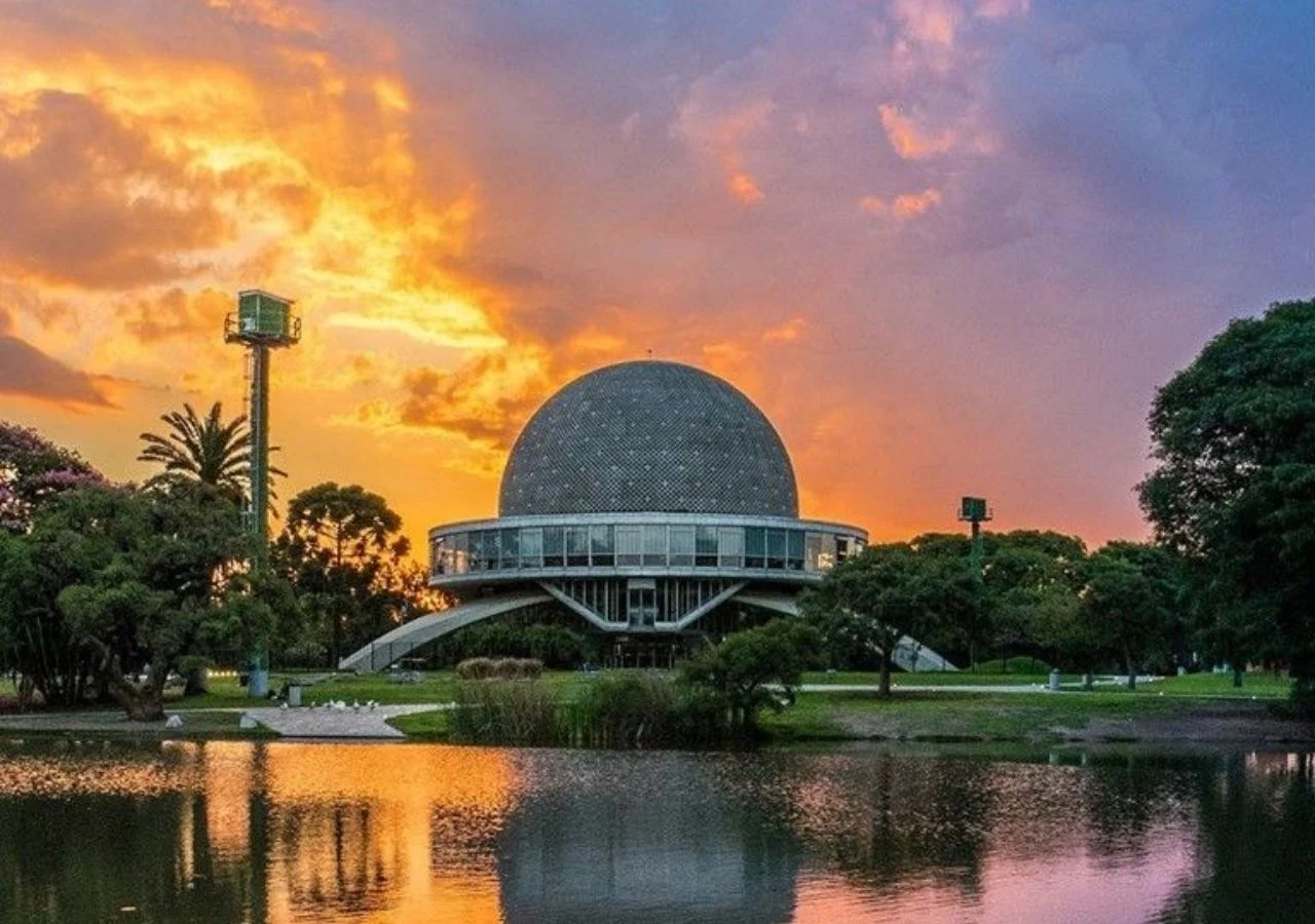 The Planetario in the Palermo parks at sunset