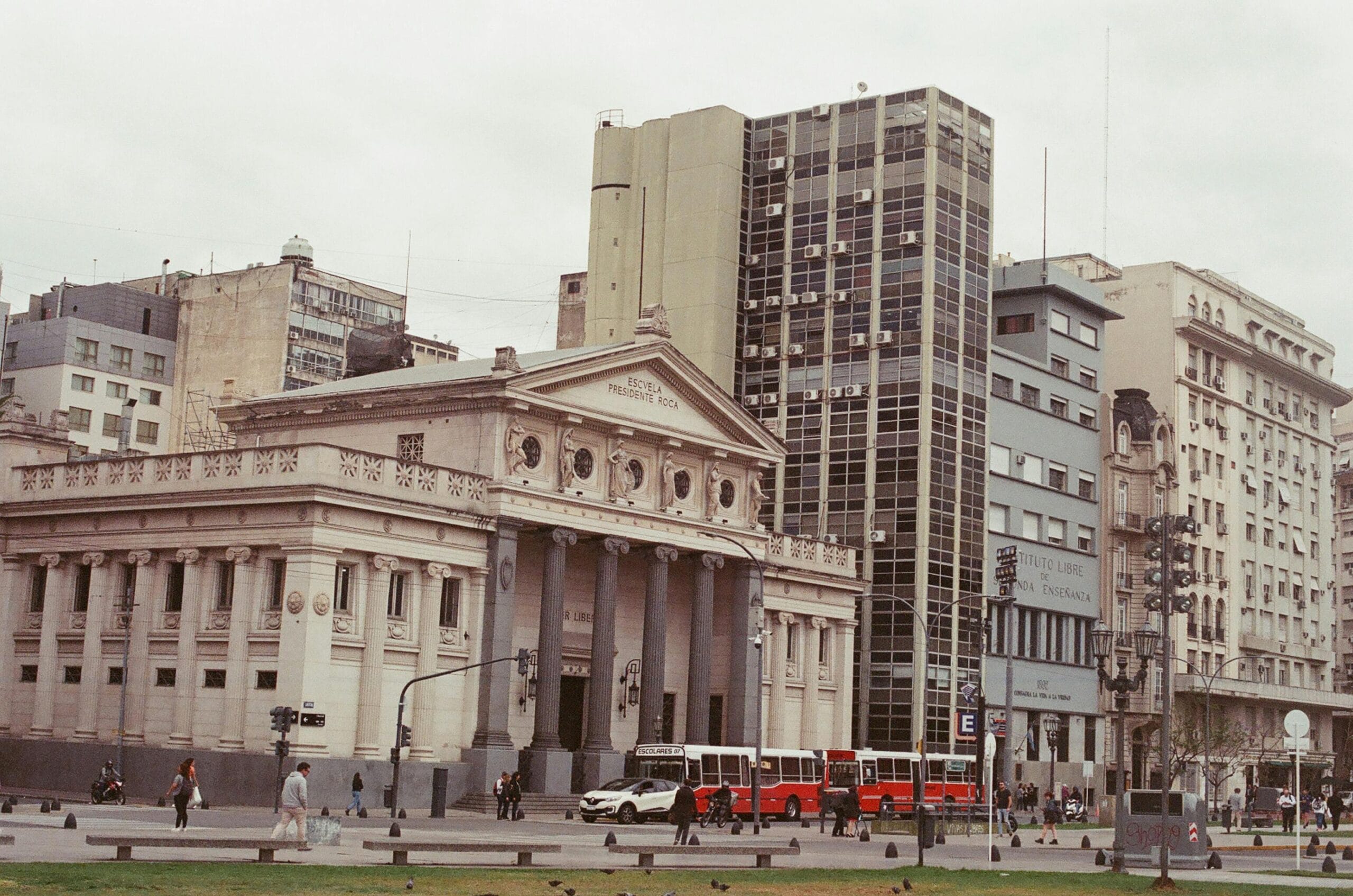 A neoclassical public building with a colonnade in central Buenos Aires